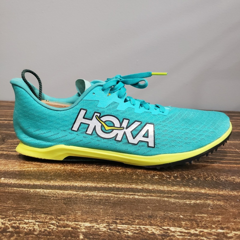 Hoka Cielo X 2 MD Track Spikes Mens 9.5 Womens 11 Teal Yellow Excellent Carbon